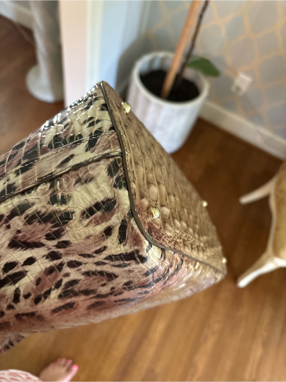 Brahmin Large Duxbury Prowl Ombre Croc-Embossed Pink & Beige Handbag - Picture 5 of 6
